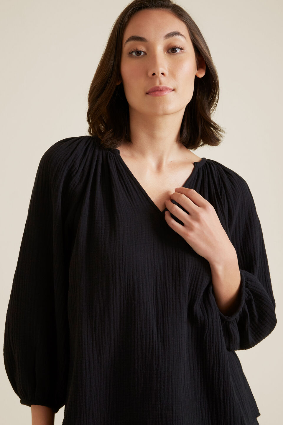 Cheesecloth Blouse  Black