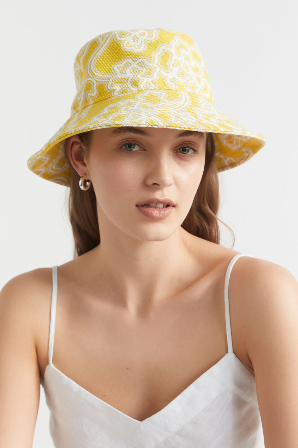 Seed Bucket Hat  Gold Amber Floral