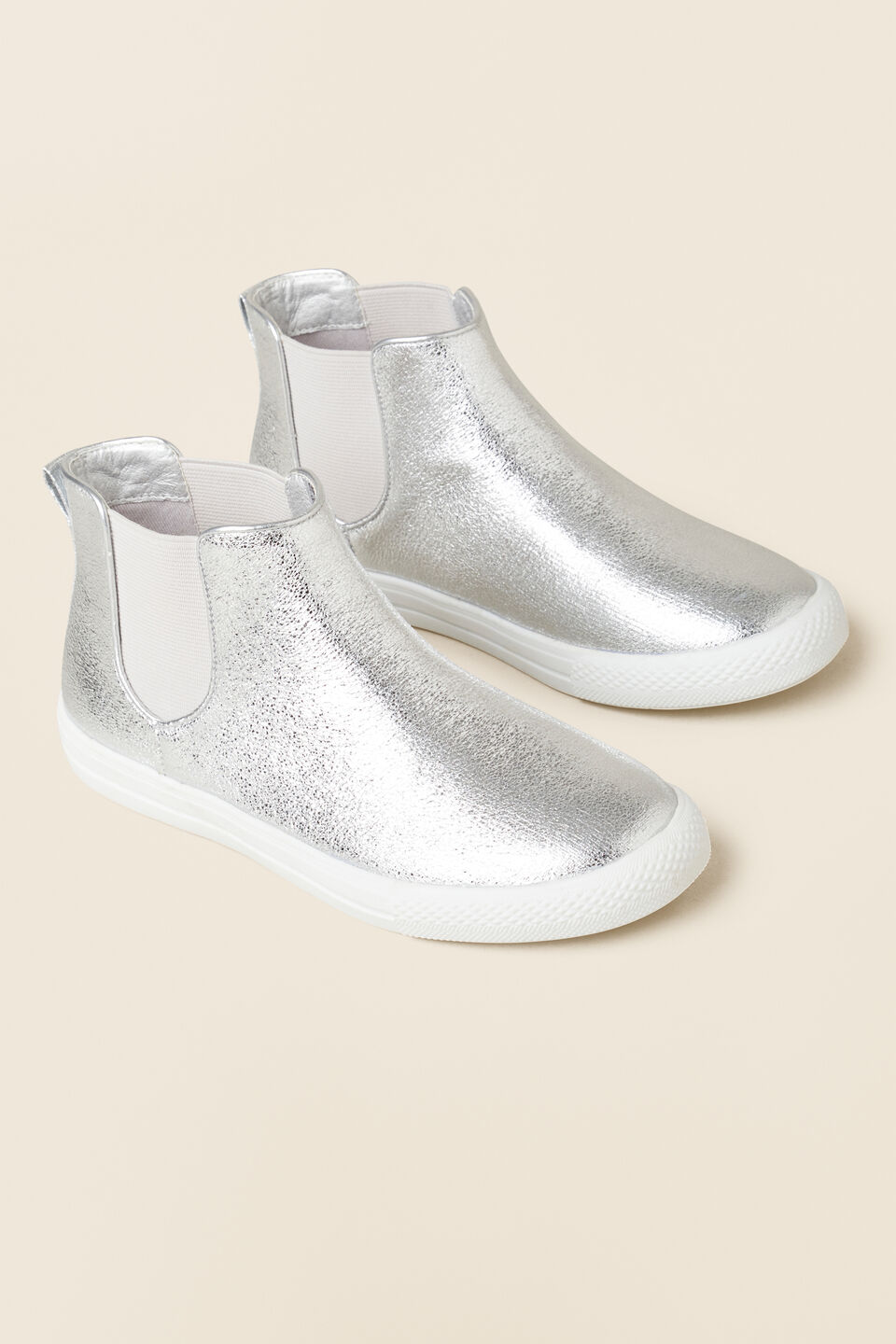 Metallic Mason Boot  Silver