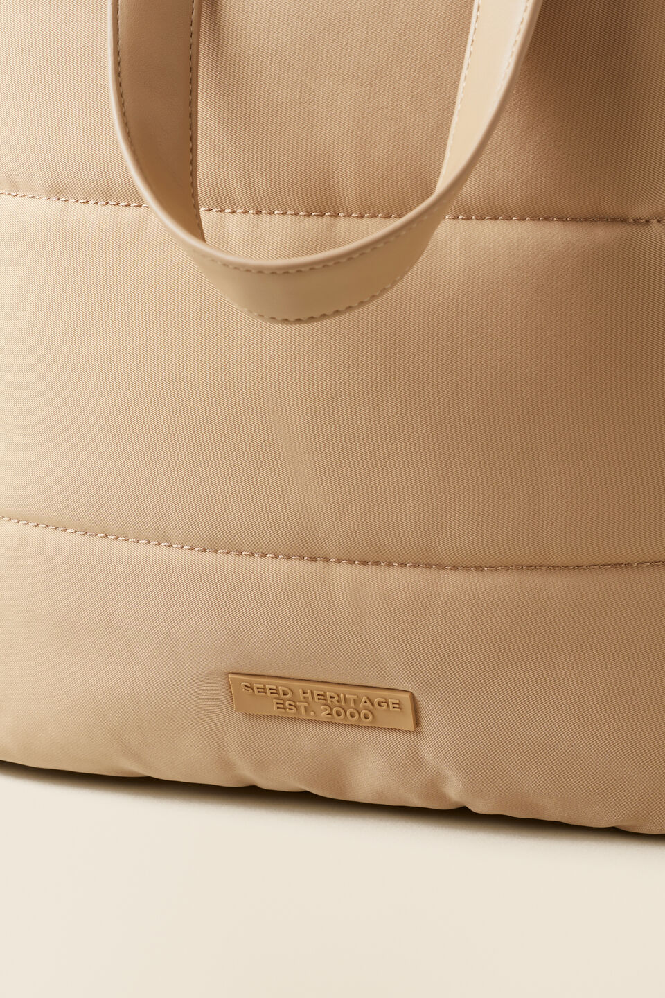 Quilted Leisure Tote  Champagne Beige