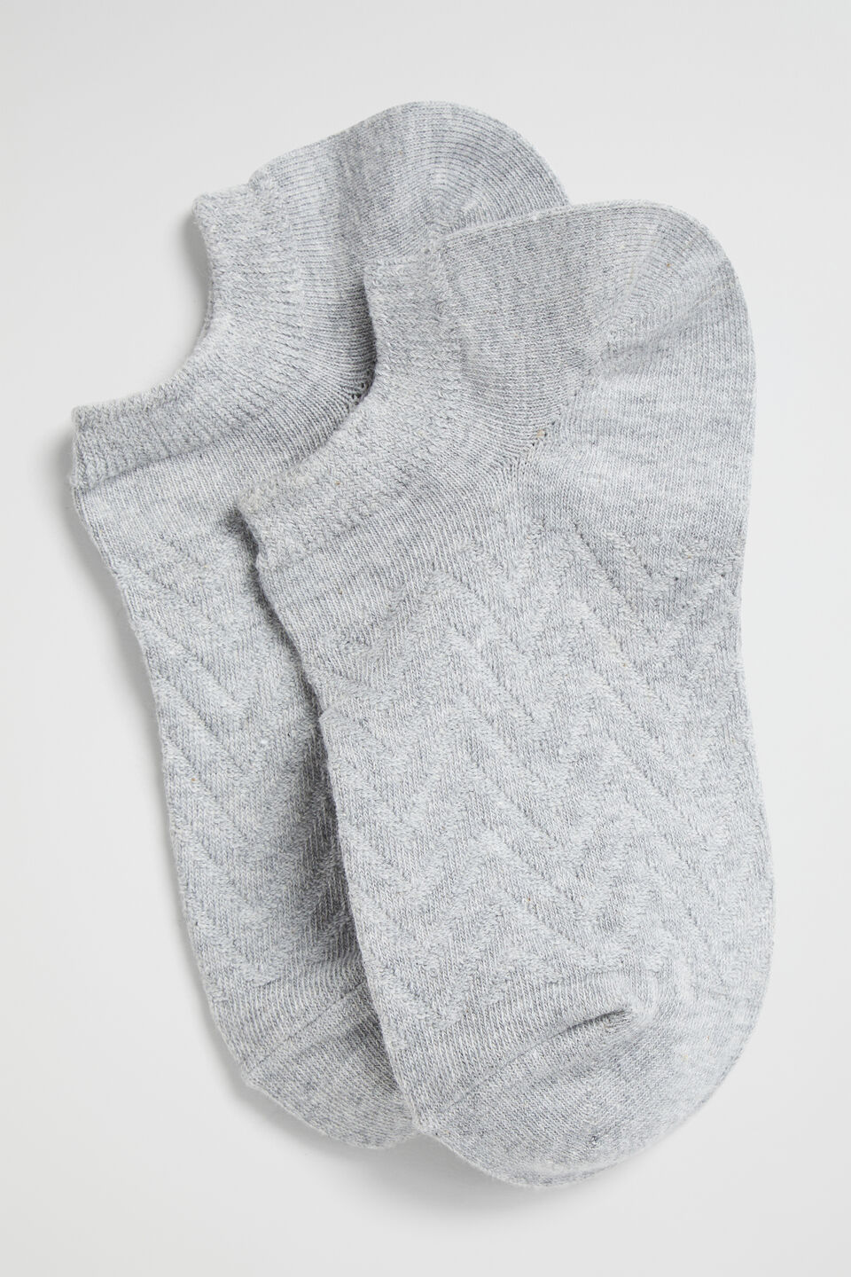 Chevron Knit Sneaker Sock  Grey Marle