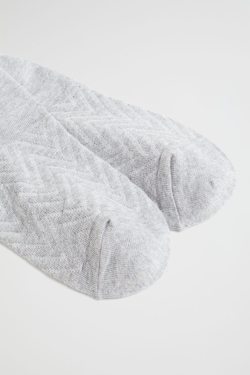Chevron Knit Sneaker Sock  Grey Marle