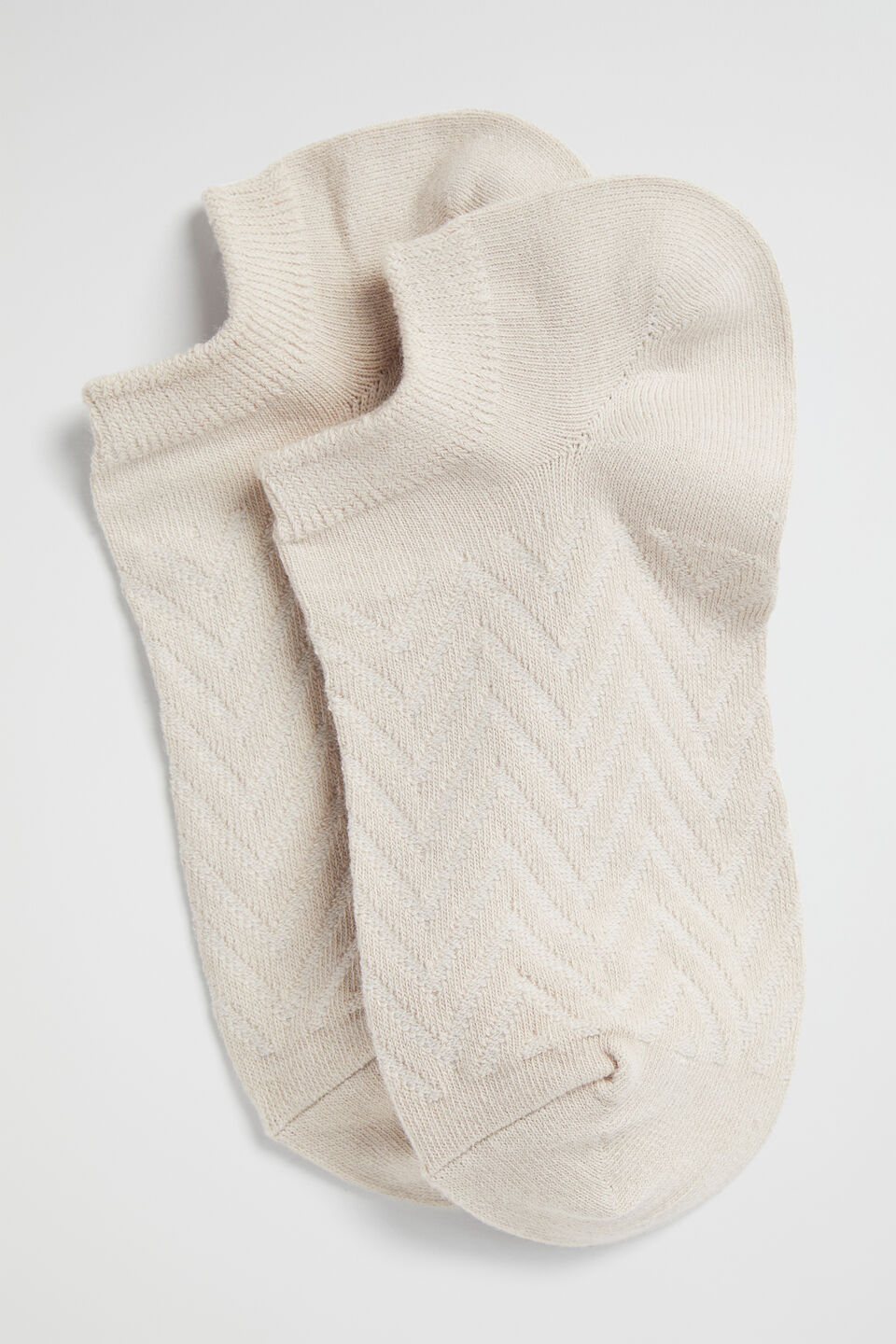 Chevron Knit Sneaker Sock  Soft Mink