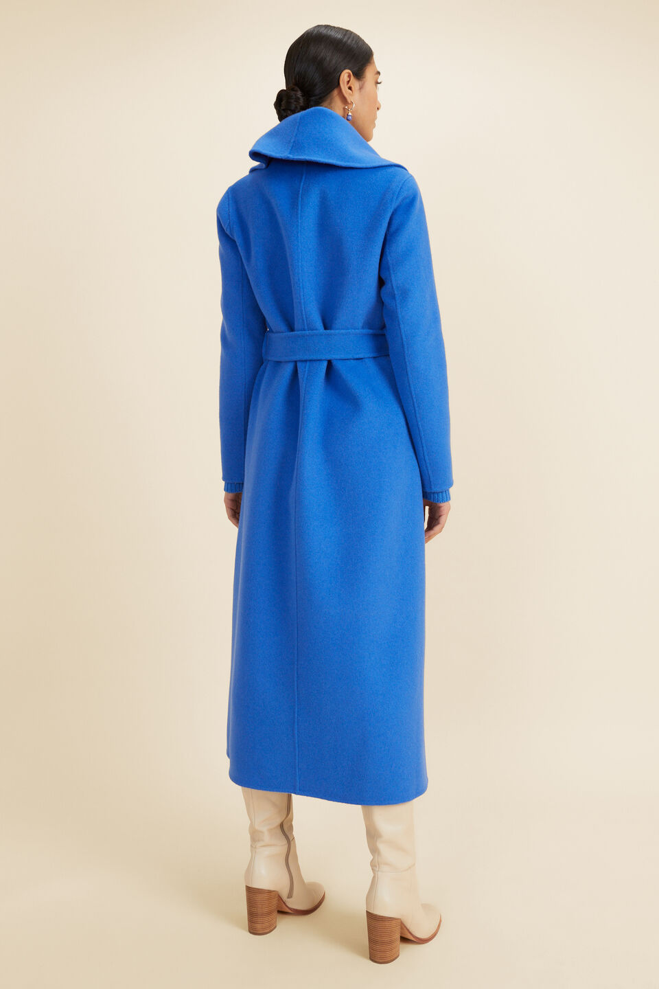 Wool Full Length Coat  Deep Ocean