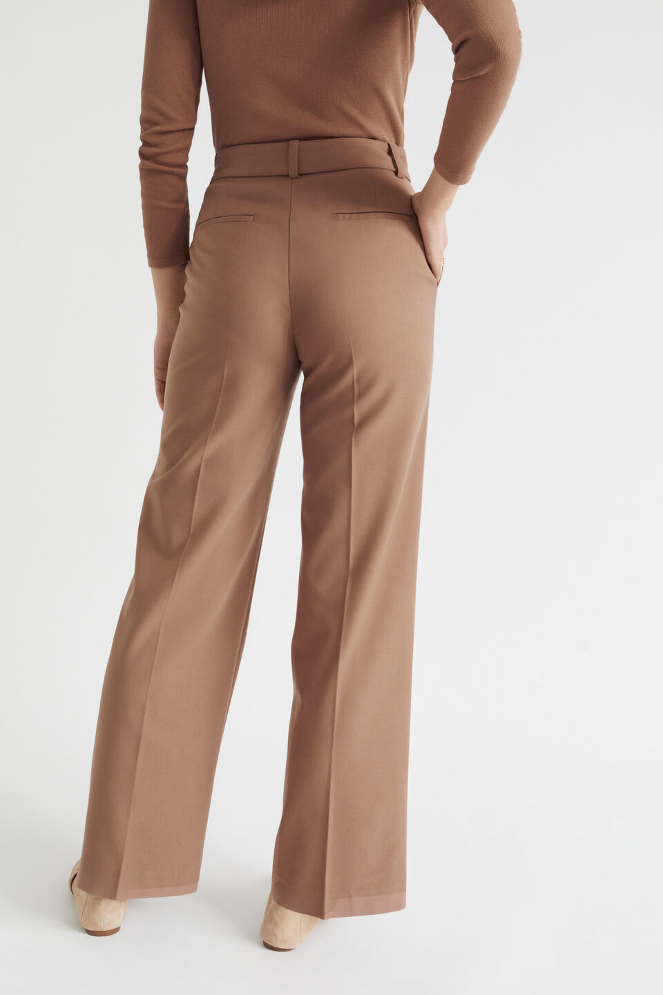 Belted Wide Leg Trouser  Chocolate Malt