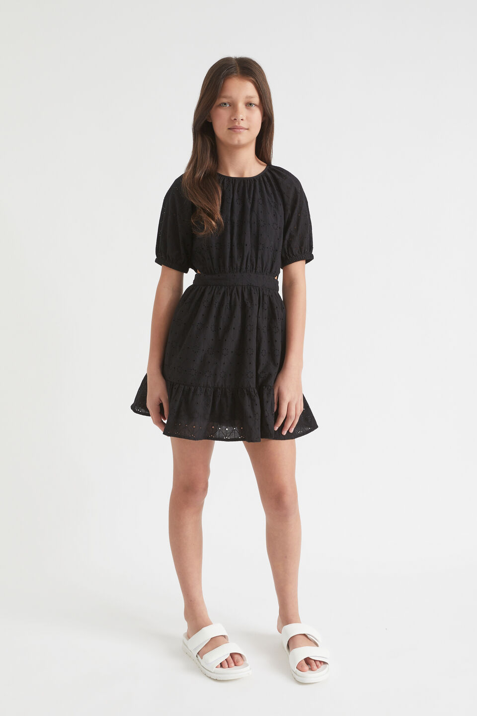 Cut-Out Broderie Dress  Black