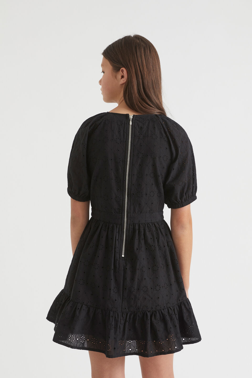 Cut-Out Broderie Dress  Black