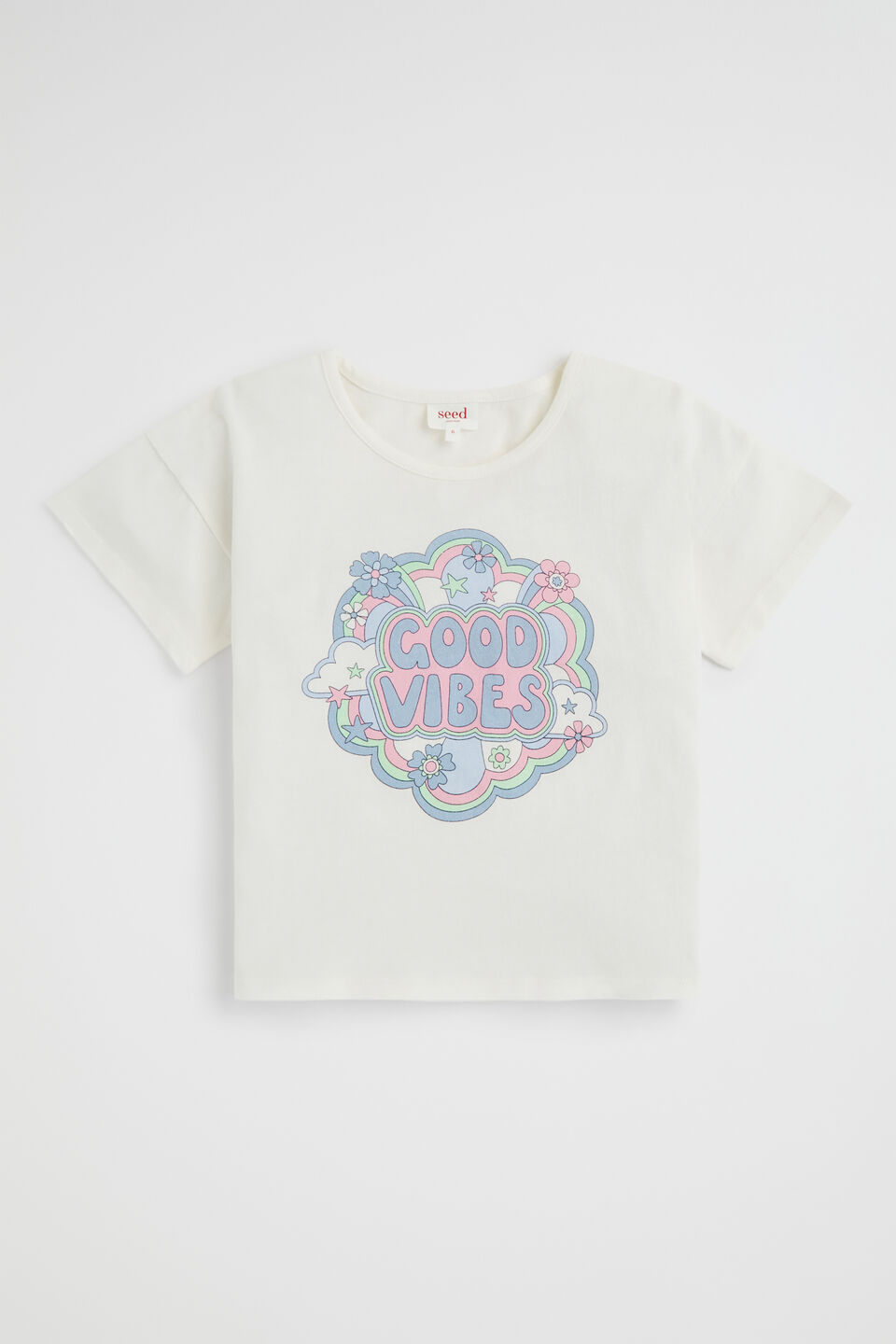 Good Vibes Tee  Vintage White