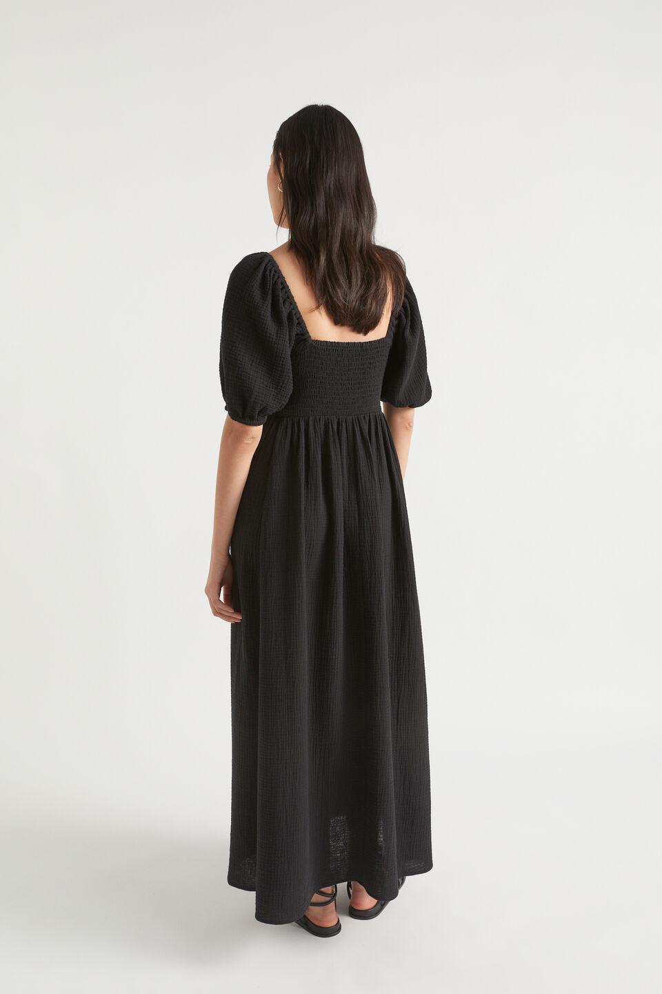 Cheesecloth Cross Front Maxi Dress  Black