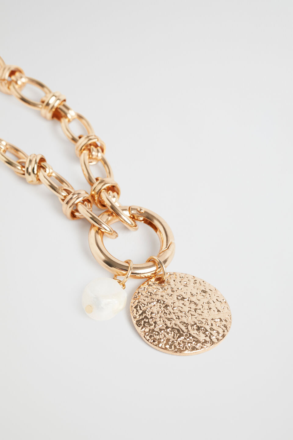 Pearl Disc Necklace  Gold