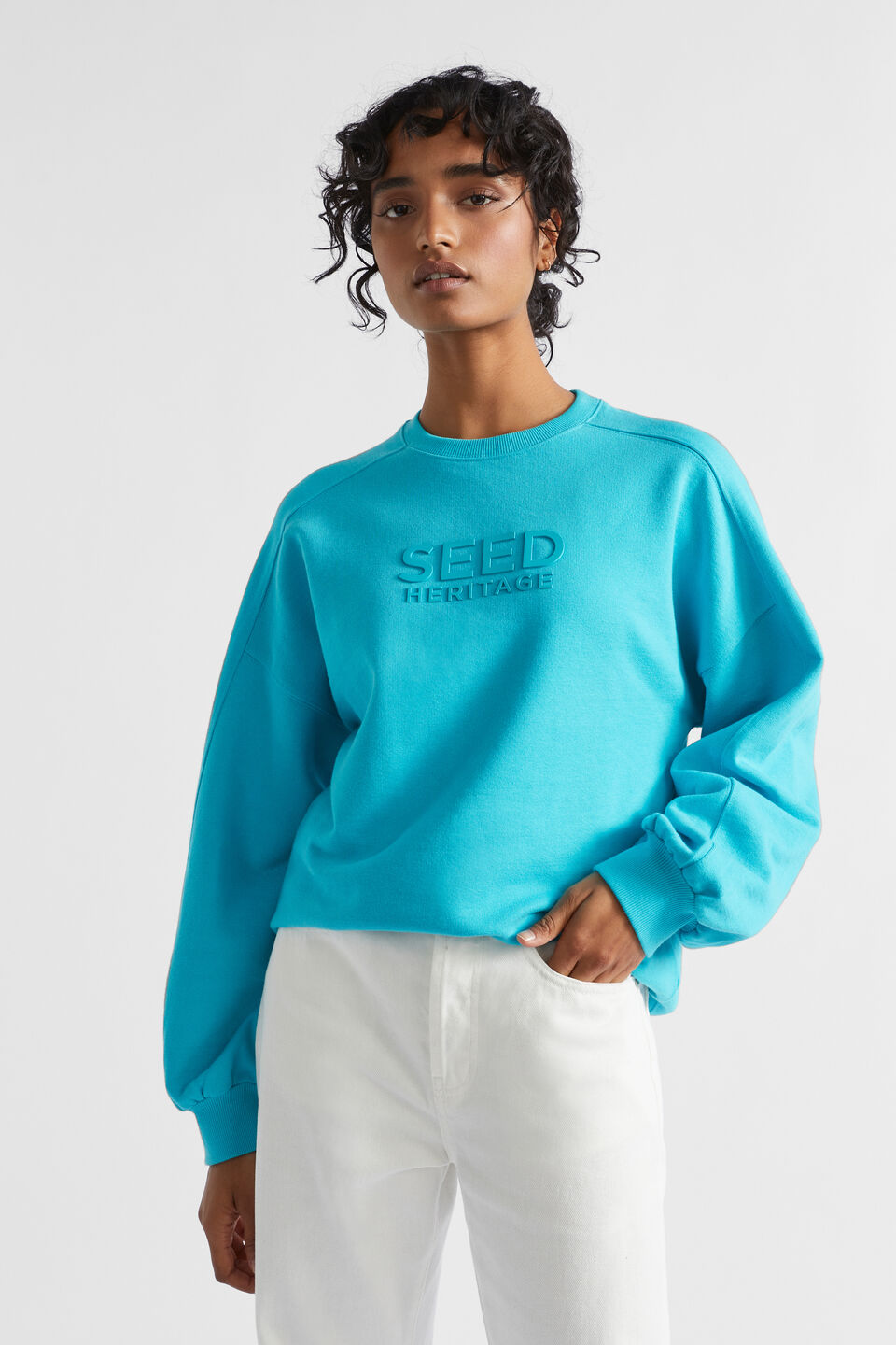 Heritage Logo Crew Sweat  Peacock Blue