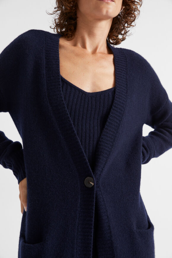 Merino Wool Longline Cardigan  Midnight Sky  hi-res