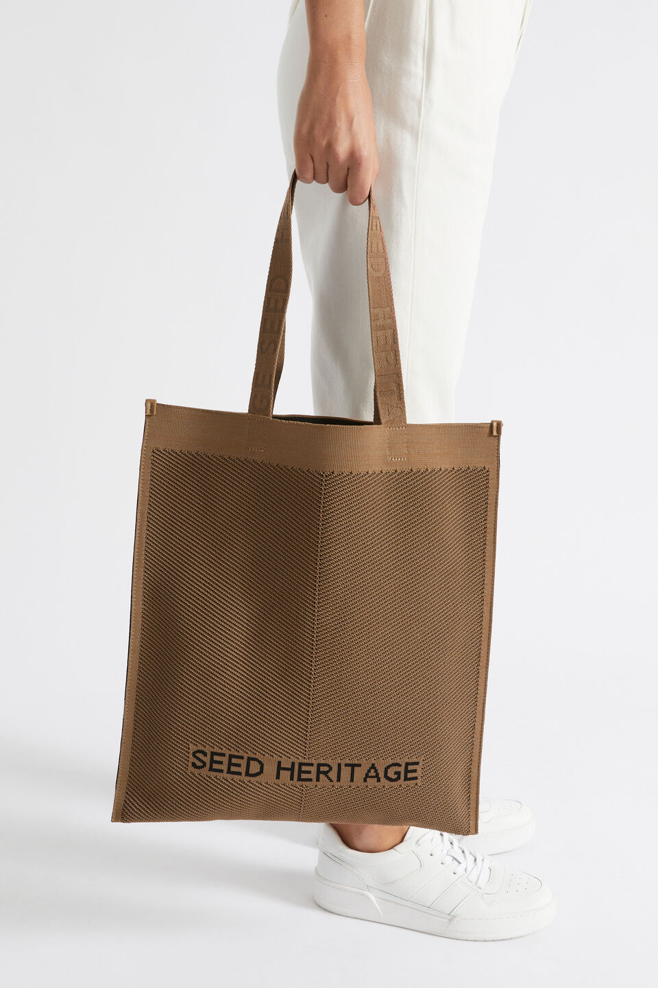 Knitted Logo Tote  Deep Brass