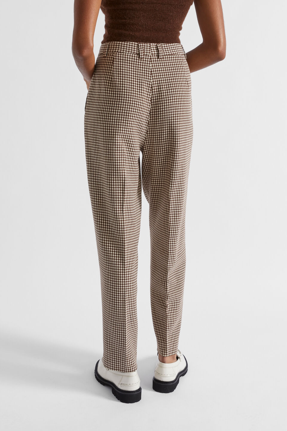 Houndstooth Pleat Front Pant  Hot Chocolate Houndstooth