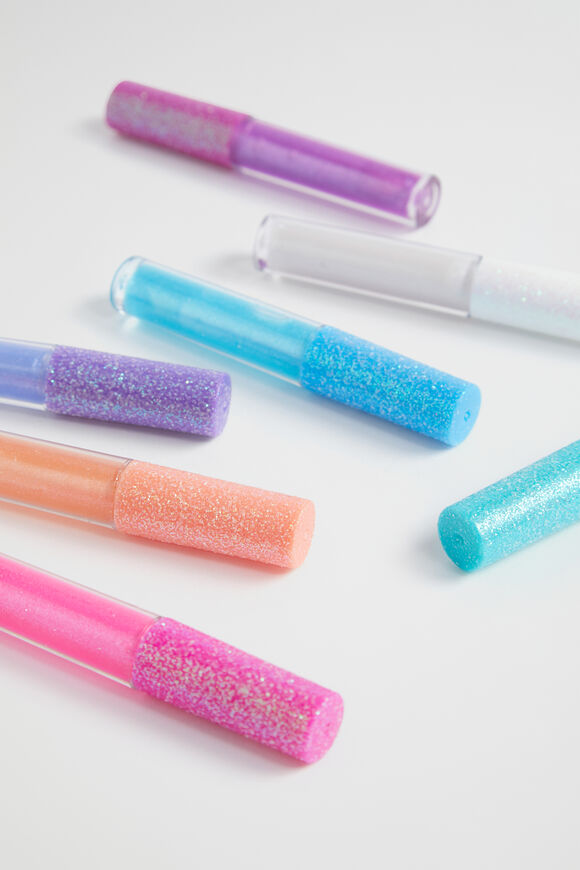 Rainbow Emoji Glitter Lipgloss 7 Pack  Multi  hi-res