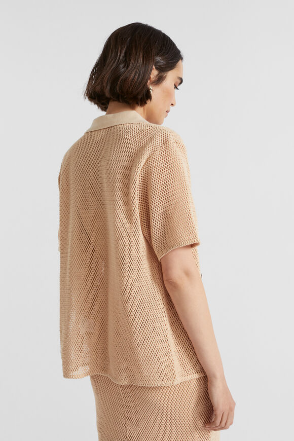 Mesh Short Sleeve Shirt  Soft Wheat  hi-res