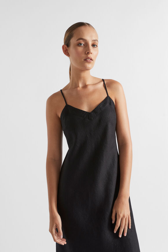Core Linen Slip Maxi Dress  Black  hi-res