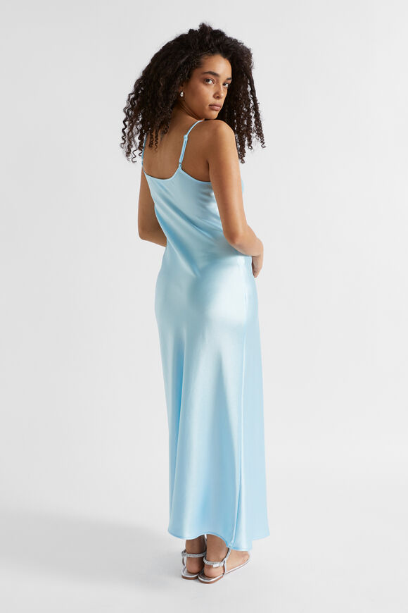 Satin Maxi Slip Dress  Shimmer Blue  hi-res