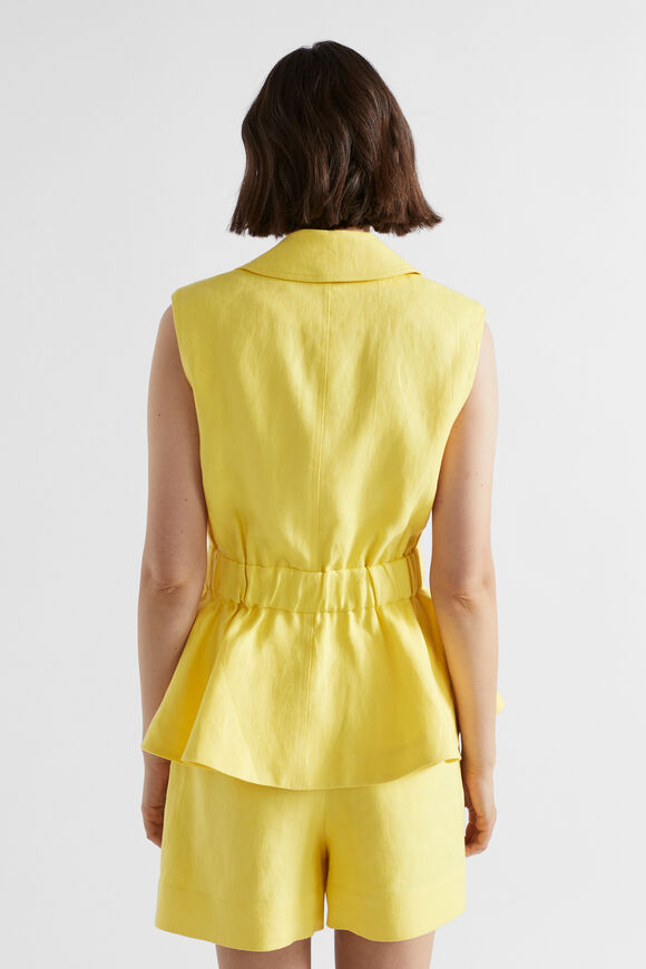 Linen Gathered Vest  Lemon Drop  hi-res