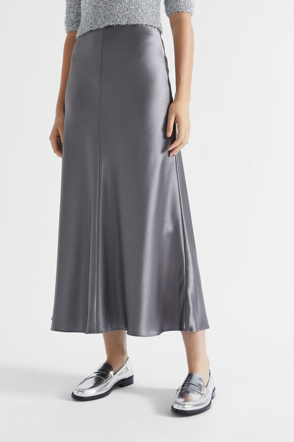 Satin Swing Skirt  Wolf  hi-res