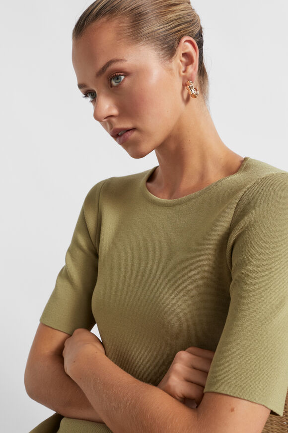 Crepe Knit Panelled Mini Dress  Pistachio  hi-res