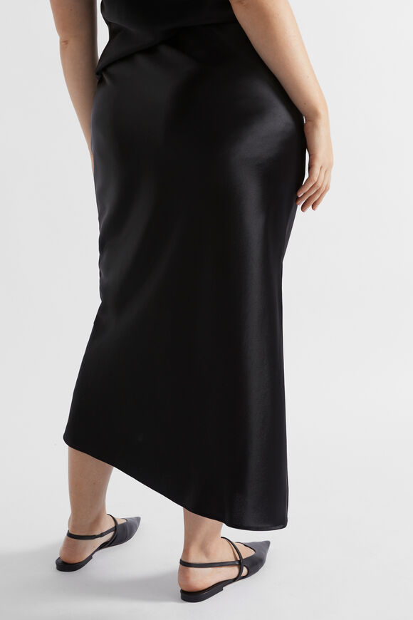 Satin Maxi Slip Skirt  Black  hi-res