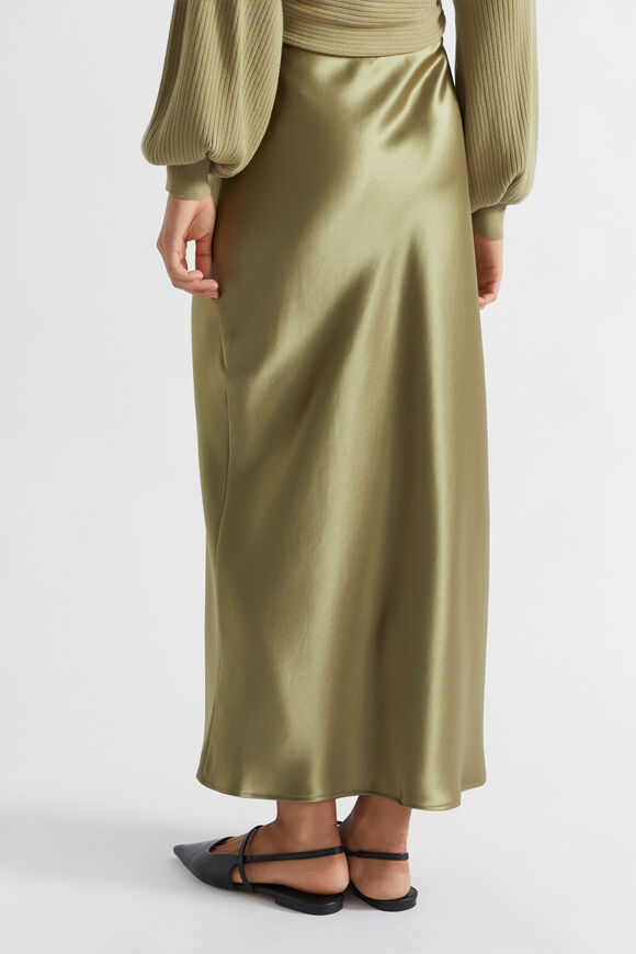 Satin Maxi Slip Skirt  Pistachio  hi-res