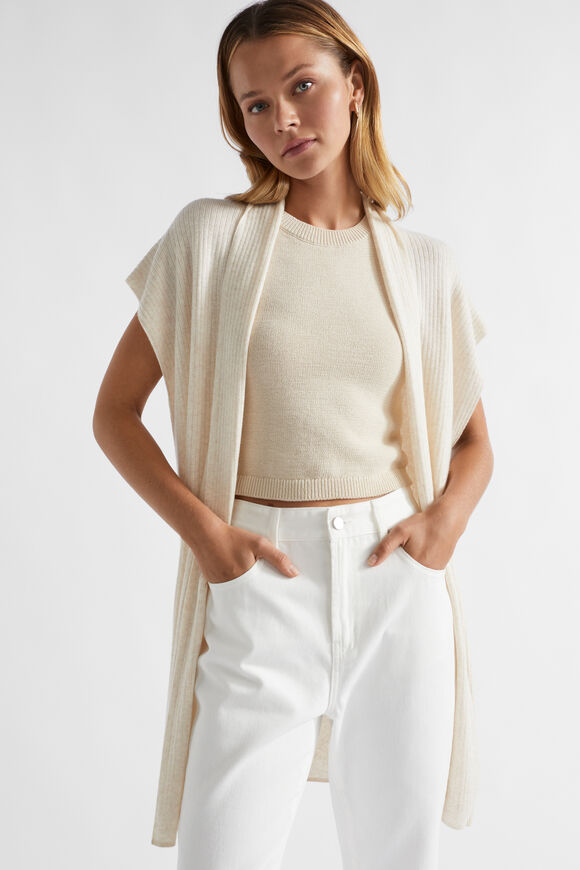 Rib Knit Poncho  Frappe  hi-res