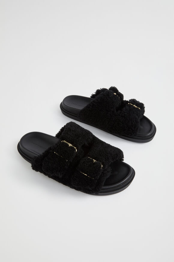 Darcie Shearling Slide  Black  hi-res