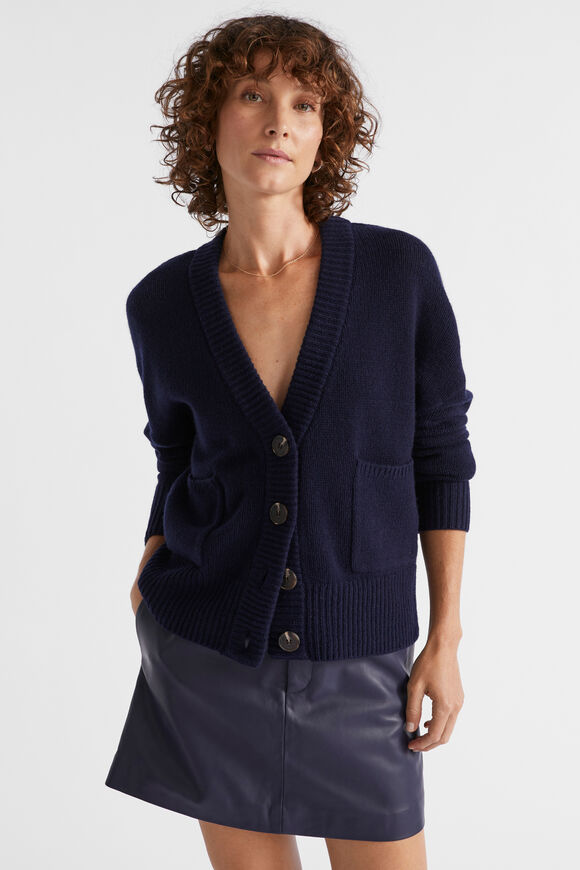 Merino Wool Pocket Cardigan  Midnight Sky  hi-res