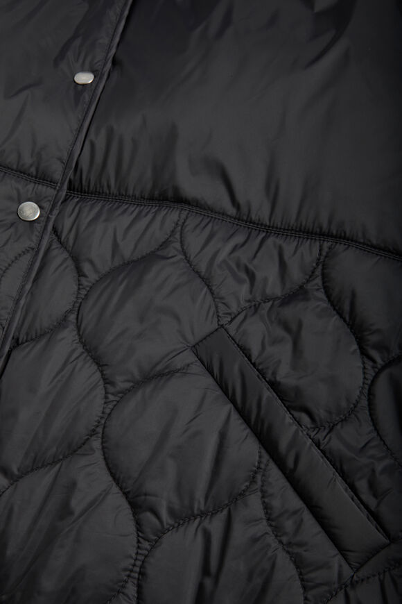 Quilted Hood Poncho  Black  hi-res