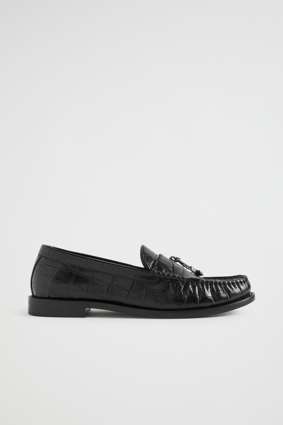 Keira Fringe Loafer  Black Croc  hi-res