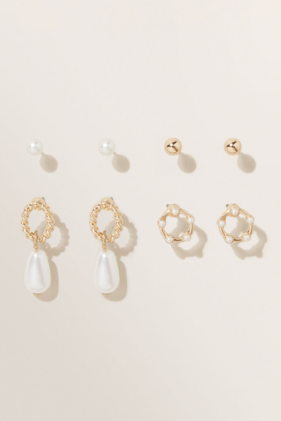 Pearl Stud Pack  Gold
