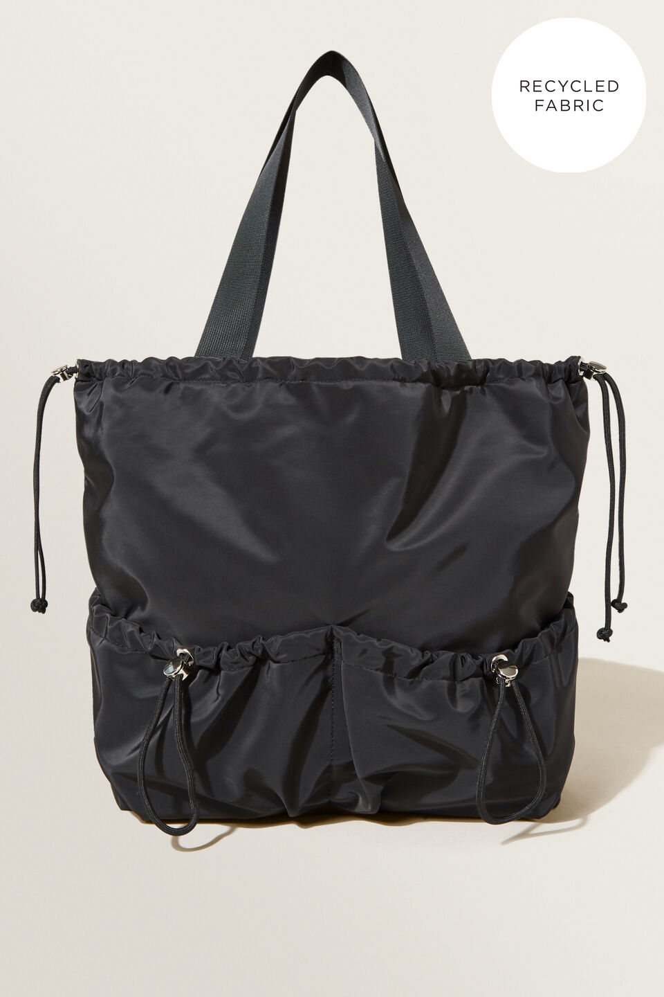 Drawstring Detail Tote  Black