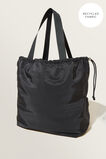 Drawstring Detail Tote  Black  hi-res