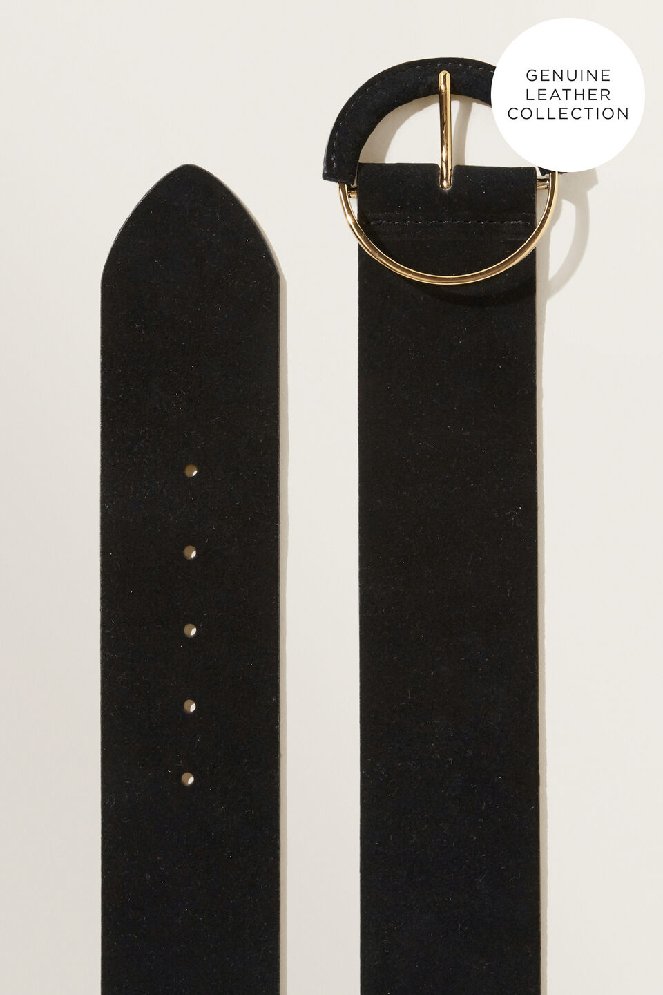 Wide Suede Leather Belt  Black