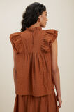 Textured Frill Sleeve Top  Earth Red  hi-res