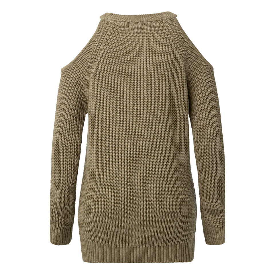 Cold Shoulder Shaker Sweater  