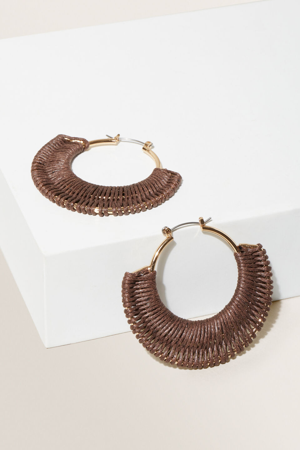 Woven Cord Hoops  Russet Brown