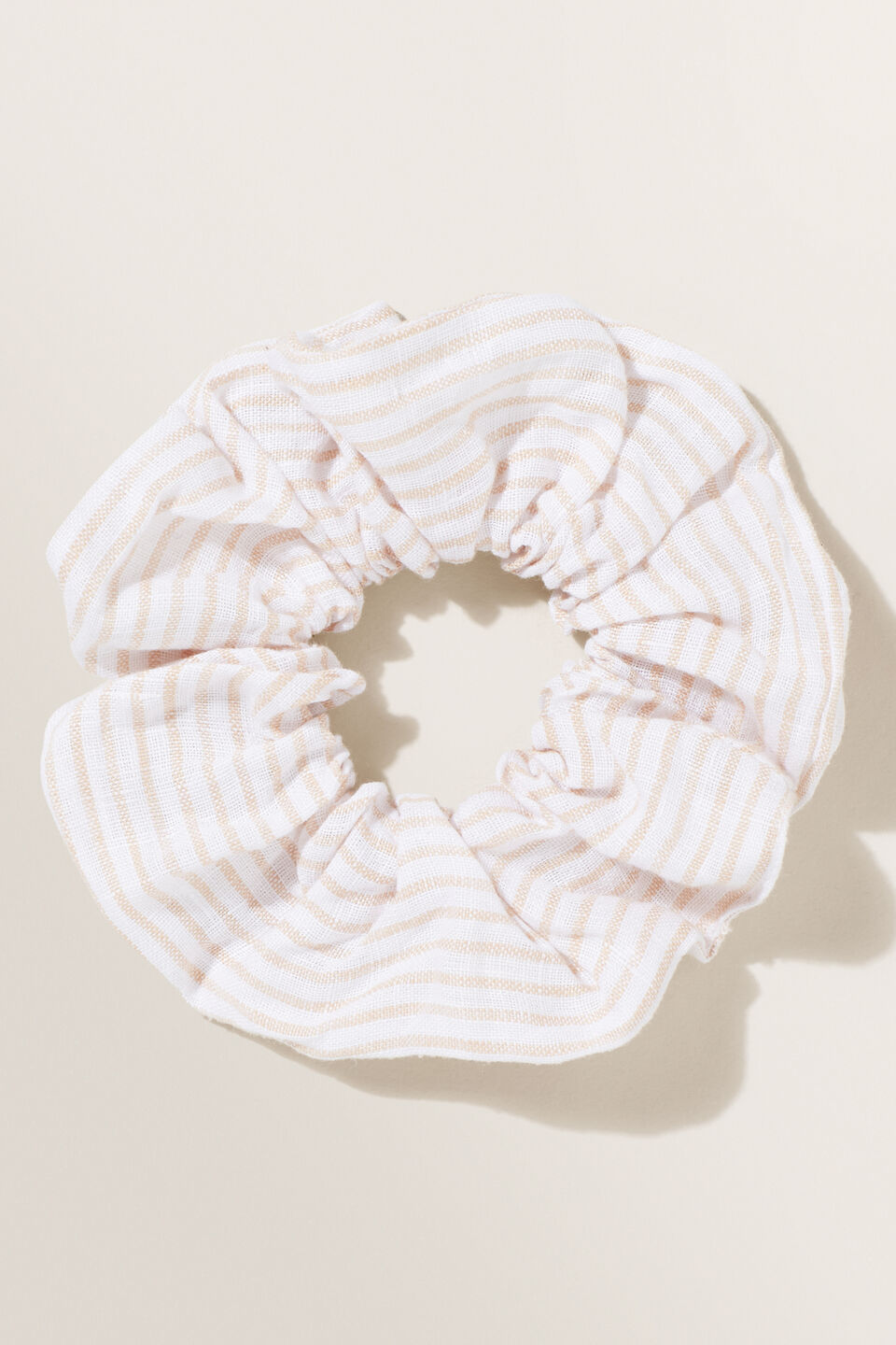 Stripe Linen Scrunchie  Neutral Sand Stripe