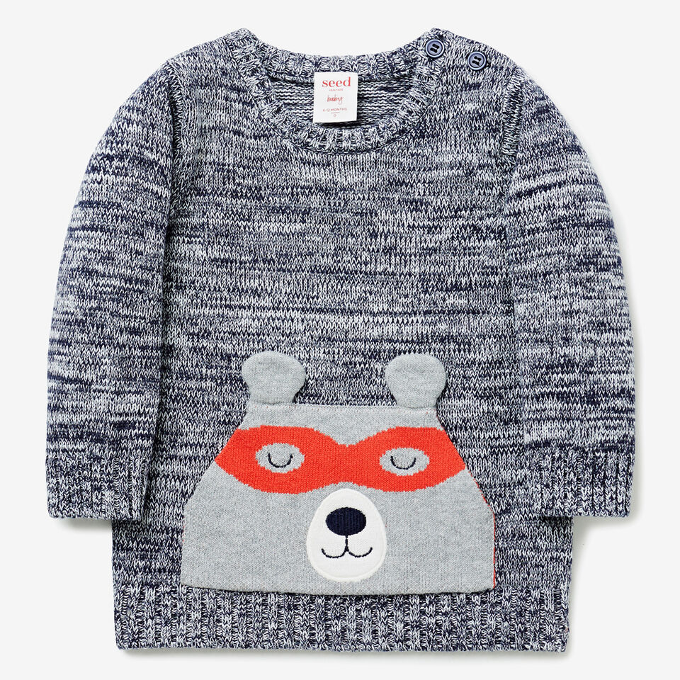 Bear Pocket Crew Knit  