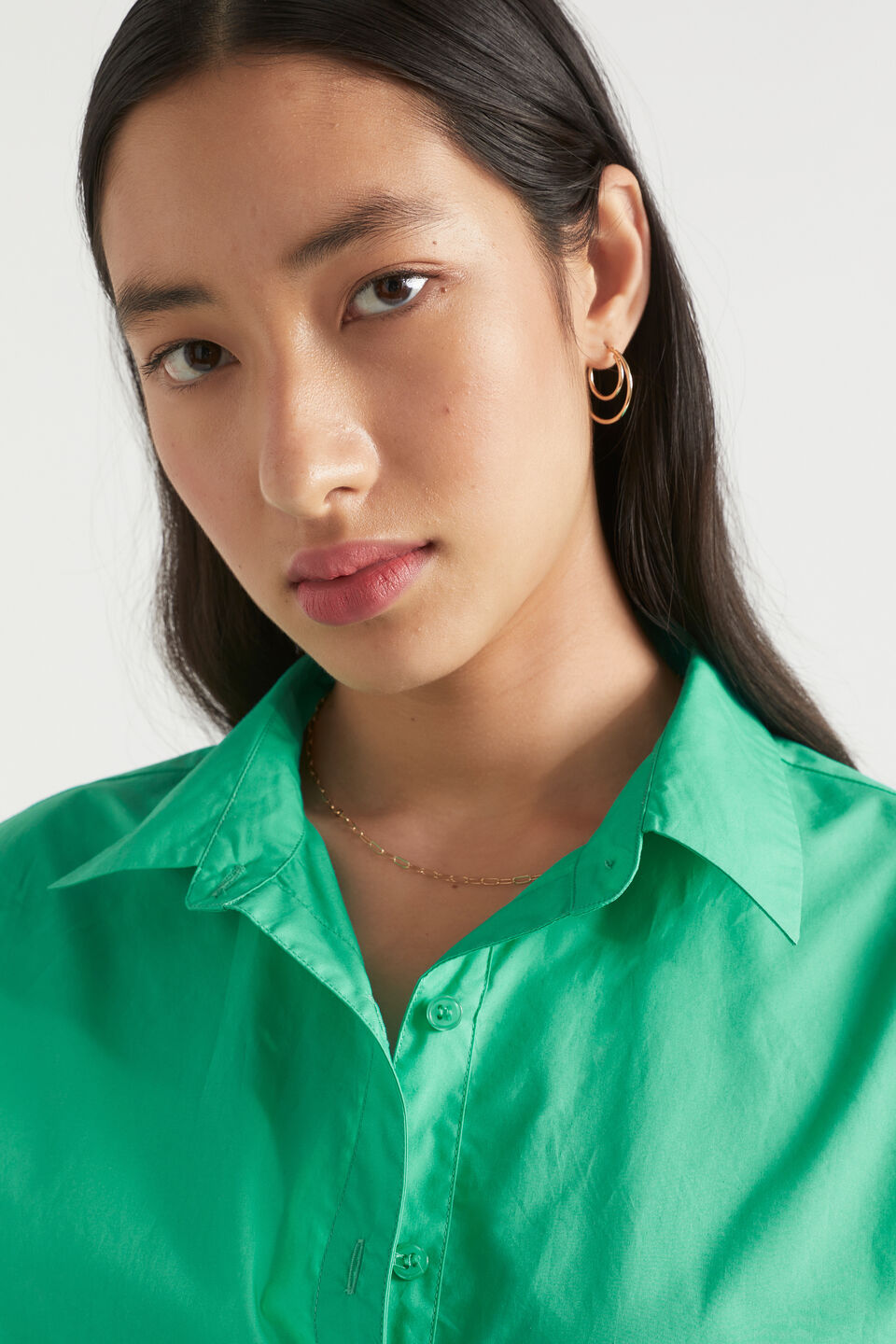Poplin Button Down Shirt  Jade Green