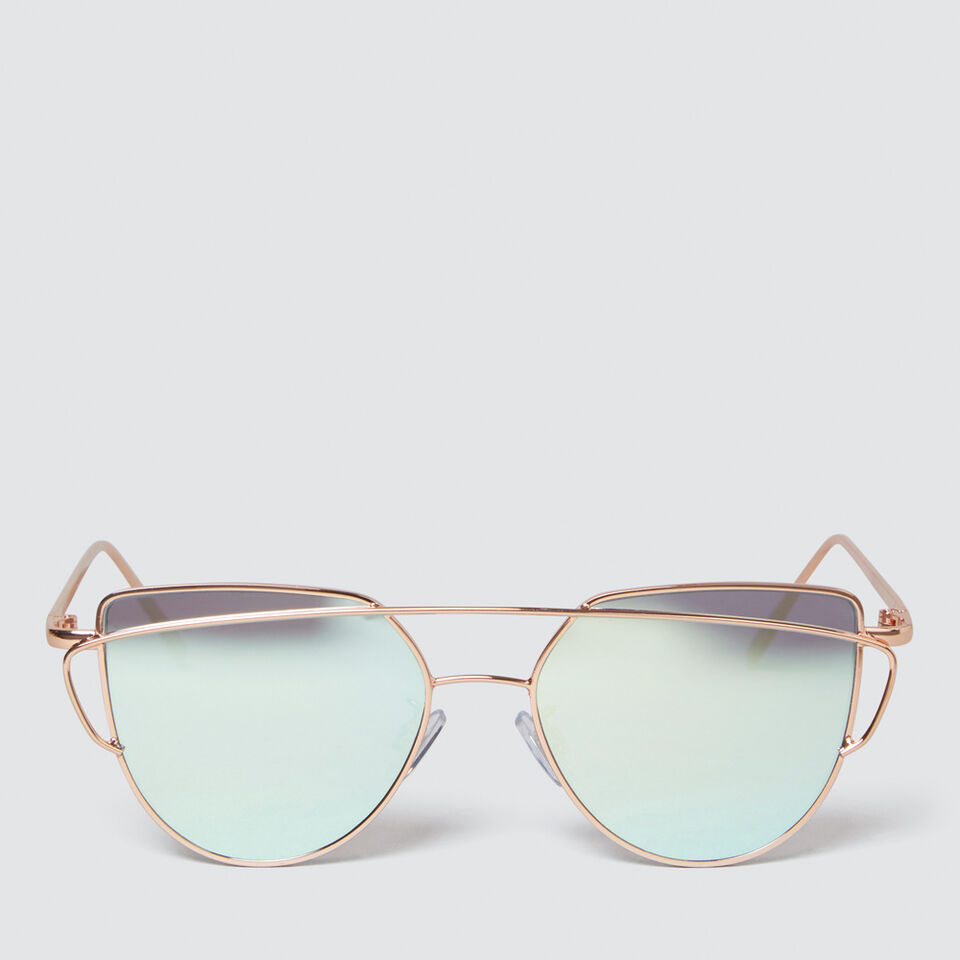 Angled Wire Mirror Metal Sunglasses  