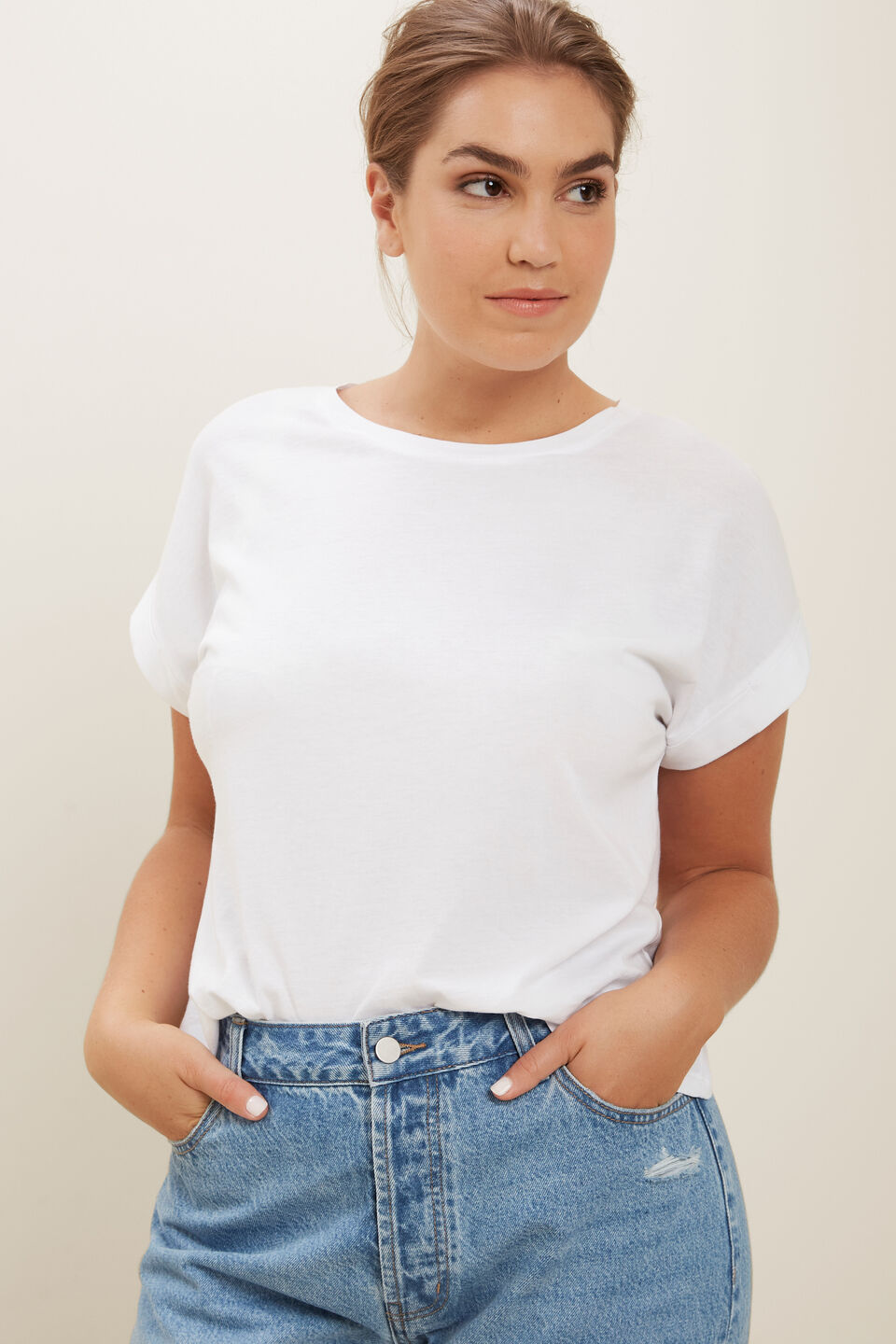 Core Rolled Cuff Tee  Whisper White