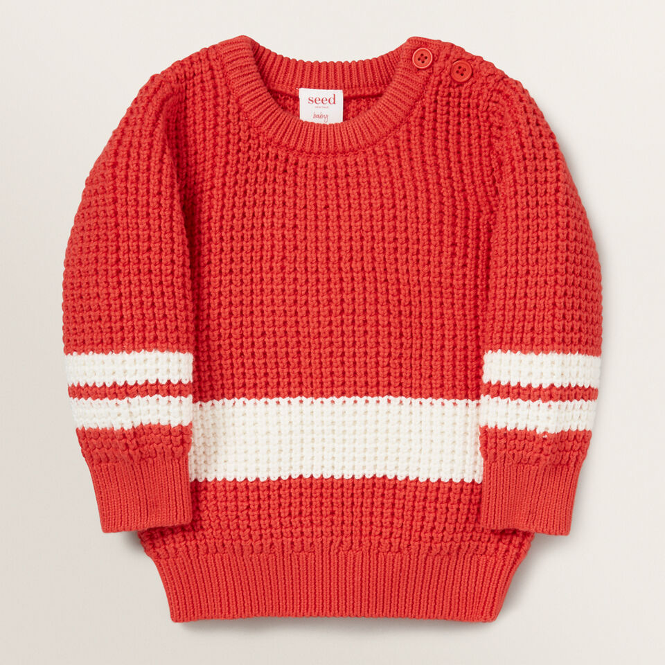 Knitted Stripe Crew Sweater  