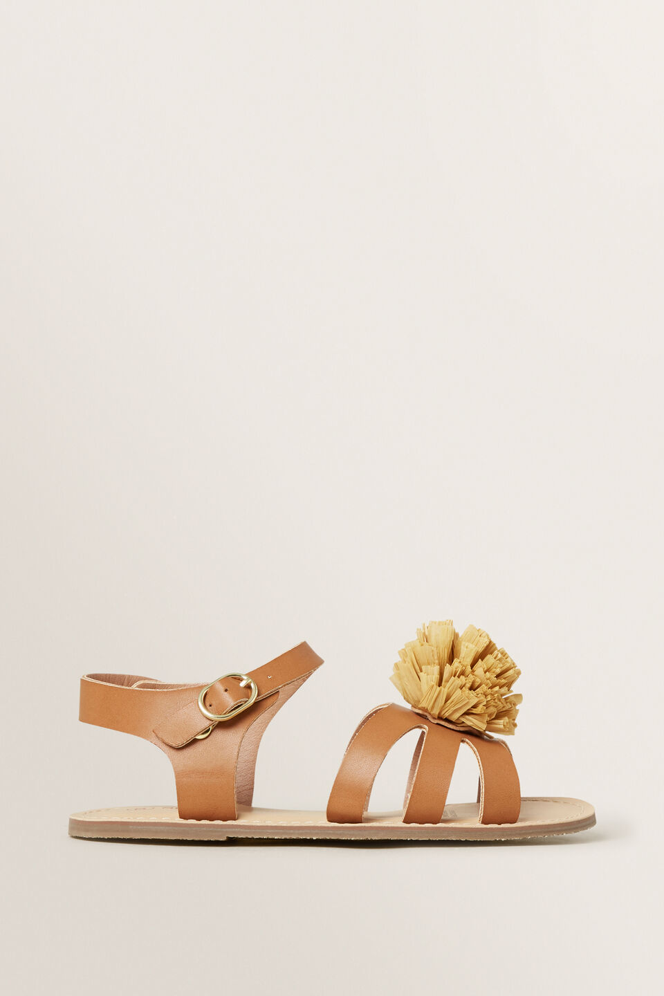 Raffia Pom Pom Sandal  