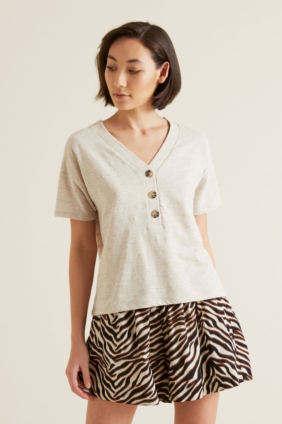 Relaxed Button Detail Top  