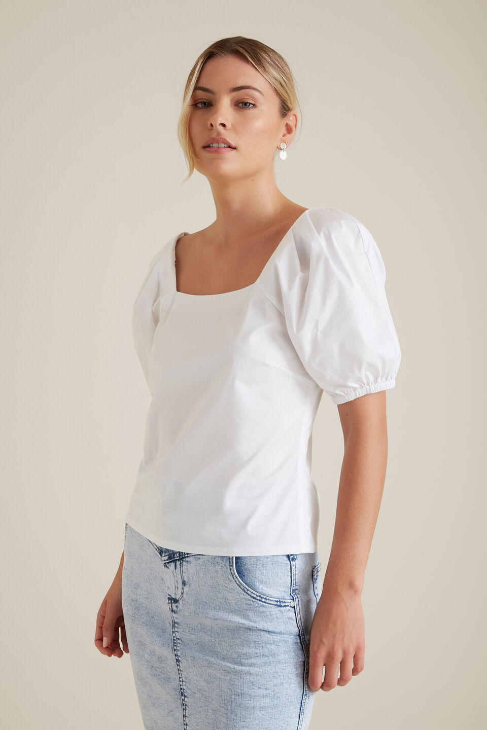 Puff Sleeve Fitted Blouse  