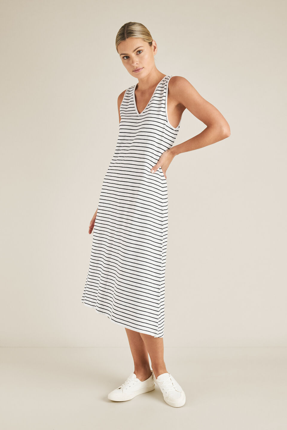Stripe Sleeveless Jersey Dress  