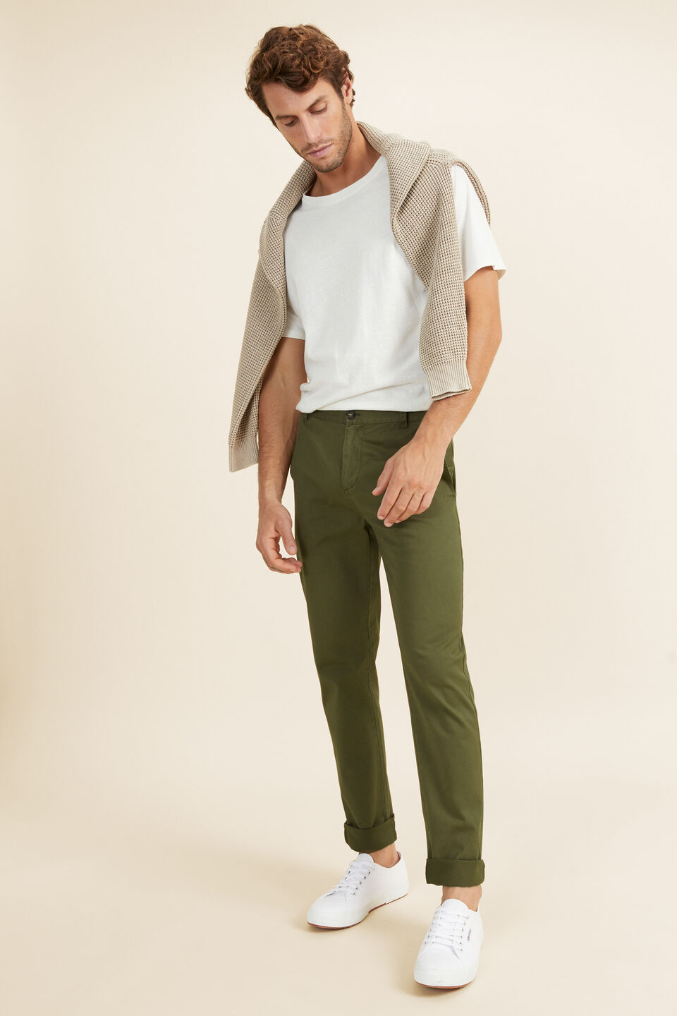 Mens Slim Chino  Army Green